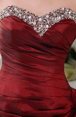 Wine Red Sweetheart Sweet 16 Dress With Rolled Flowers