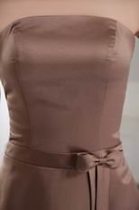 Tea Length Chocolate Satin Sweet 16 Dress With Bowknot