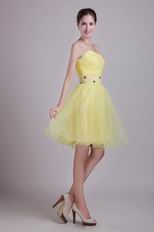 Sweetheart Style Knee Length Short Yellow Sweet 16 Dress