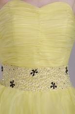 Sweetheart Style Knee Length Short Yellow Sweet 16 Dress