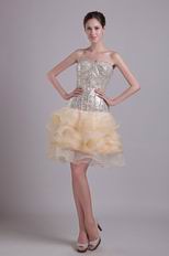Champagne Flaring Sequin Dress For Sweet 16