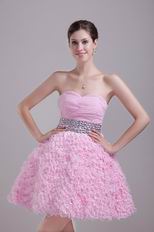 Pink Layers Lace Skirt Sweet 16 Dress With Rhinestone Crystals