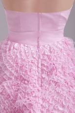 Pink Layers Lace Skirt Sweet 16 Dress With Rhinestone Crystals