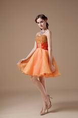 Orange Skirt Cheap Sweet 16 Dresses With Beading Decorate