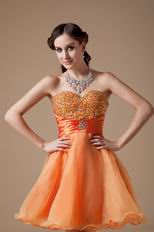 Orange Skirt Cheap Sweet 16 Dresses With Beading Decorate