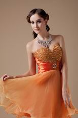 Orange Skirt Cheap Sweet 16 Dresses With Beading Decorate