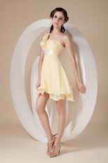 Daffodil Chiffon One Shoulder Neck Sweet Sixteen Dress