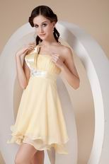 Daffodil Chiffon One Shoulder Neck Sweet Sixteen Dress