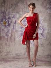 Sexy One Shoulder Wine Red Sweet 16 Dress Under $100