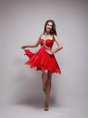 Sweet heart Mini-length Wine Red Sweet 16 Dress For Cheap