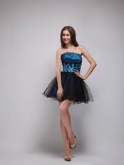 Dark Blue and Black Short Sweet 16 Dress With Crystal