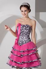 Hot Pink Layers Short Skirt Sweet 16 Dress With Zebra