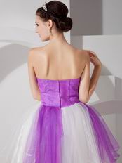 Amazing Strapless Purple&White Contast Color Short Sweet 16 Dress Most Choice