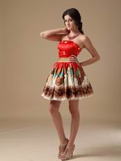 Colorful Printed Fabric Girl Sweet Sixteen Prom Dress