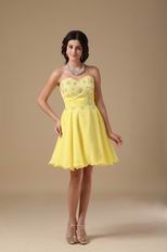 Yellow Chiffon Fabric Stylish 2014 Top Sweet 16 Dress