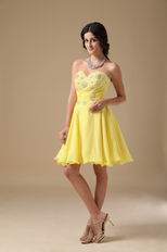 Yellow Chiffon Fabric Stylish 2014 Top Sweet 16 Dress