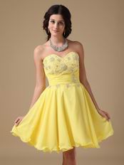 Yellow Chiffon Fabric Stylish 2014 Top Sweet 16 Dress