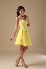 Yellow Chiffon Fabric Stylish 2014 Top Sweet 16 Dress