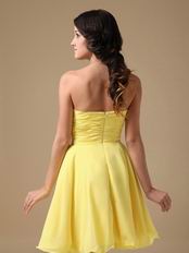 Yellow Chiffon Fabric Stylish 2014 Top Sweet 16 Dress