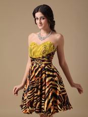 Designer Tiger Printed Fabric Sexy Sweet 16 Dress