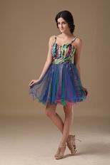 Contrast Color Sweet 16 Party Dress With Straps Skirt