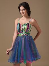 Contrast Color Sweet 16 Party Dress With Straps Skirt