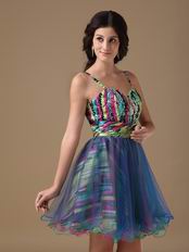 Contrast Color Sweet 16 Party Dress With Straps Skirt