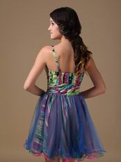 Contrast Color Sweet 16 Party Dress With Straps Skirt