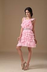 Lovely Pink Sweet Sixteen Dress With Ruffles Knee Length Skirt