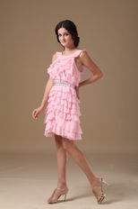 Lovely Pink Sweet Sixteen Dress With Ruffles Knee Length Skirt