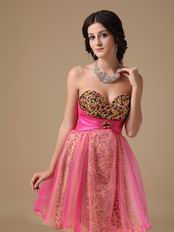 Leopard Printed Hot Pink Sweet 16 Dress By Designer