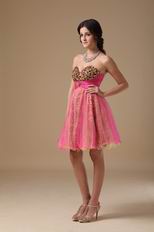 Leopard Printed Hot Pink Sweet 16 Dress By Designer