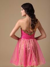 Leopard Printed Hot Pink Sweet 16 Dress By Designer