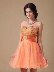 Sweetheart Orange Dresses For Sweet 16 Party Wear