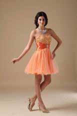 Sweetheart Orange Dresses For Sweet 16 Party Wear
