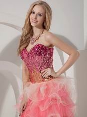 Sequin Fit And Flare Pink Sweet 16 Dress By Top Designer