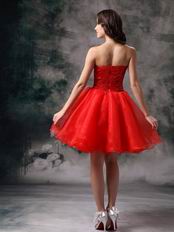 Sequin Bodice Sweet 16 Dress With Scarlet Organza Short Skirt