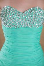 Sweetheart Turquoise Organza Mermaid Prom Dress With Beading