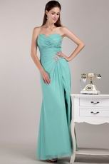 Side Split Shows Leg Style Turquoise Chiffon Cheap Prom Dress