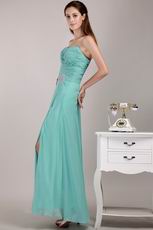 Side Split Shows Leg Style Turquoise Chiffon Cheap Prom Dress