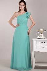 One Shoulder Turquoise Long Junior Bridesmaid Dress