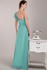 One Shoulder Turquoise Long Junior Bridesmaid Dress