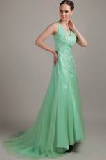 Beaded V Neck Dropped Waist Apple Green Formal Dresses Shop