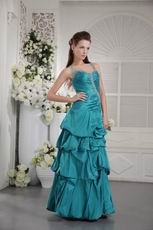 Halter Floor Length Teal Taffeta Sweet 16 Dress