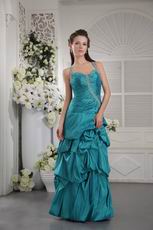 Halter Floor Length Teal Taffeta Sweet 16 Dress