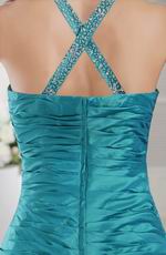 Halter Floor Length Teal Taffeta Sweet 16 Dress