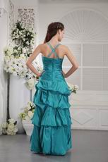 Halter Floor Length Teal Taffeta Sweet 16 Dress