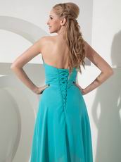 Turquoise Sweetheart High-low Prom Dress Made By Chiffon