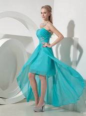 Turquoise Sweetheart High-low Prom Dress Made By Chiffon