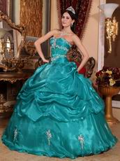 Medium Turquoise Organza Quinceanera Dress At Wholesale Price